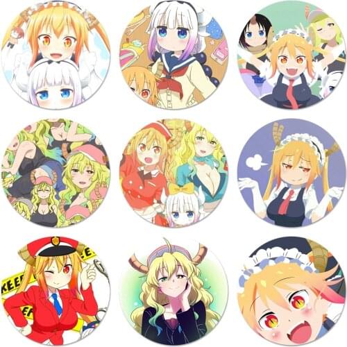 Miss Kobayashis Dragon Maid Icons Pins Badge Decoration Brooches Metal Badges For Backpack Decoration 58mm