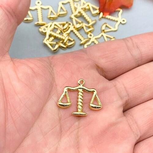 10Pcs Charms Libra Scales Of Justice 24x19mm Gold Color Alloy Balance Libra Pendant Wholesale For DIY Necklace Handmade Making