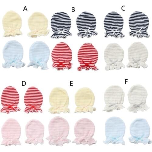 2 Pairs Fashion Baby Anti Scratching Gloves Cotton Newborn Infant Protection Face Mittens Keep Finger Warm Autumn Winter
