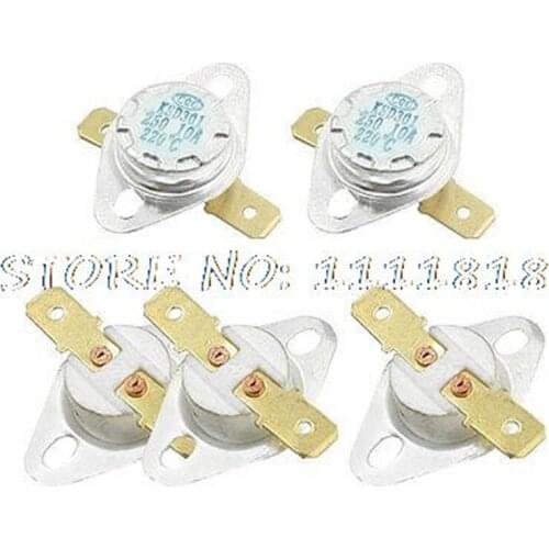 5 Pcs KSD301 Ceramic Temperature Temp Switch Thermostat 220C NC 10A 250V