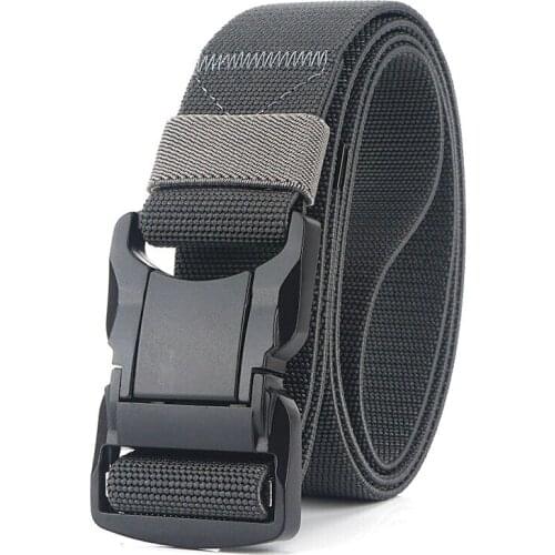 DHL 50Pcs Elastic Tactical Belt 3.8cm Men Women Solid Alloy Buckle Quick Unlock Army Training Belt Brand Casual Belt