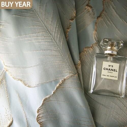 American Curtains for Living Dining Room Bedroom Light Luxury Retro French High-precision Jacquard Curtains Golden Palm Leaf