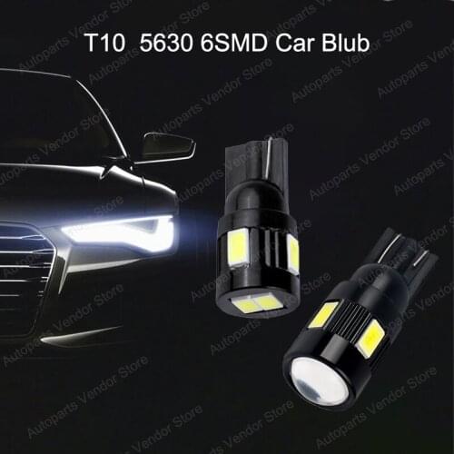 20Pcs White T10 W5W 5630 6SMD Car LED Bulbs For 194 168 Clearance Lamps Reading Dome Door Trunk License Plate Lights 12V