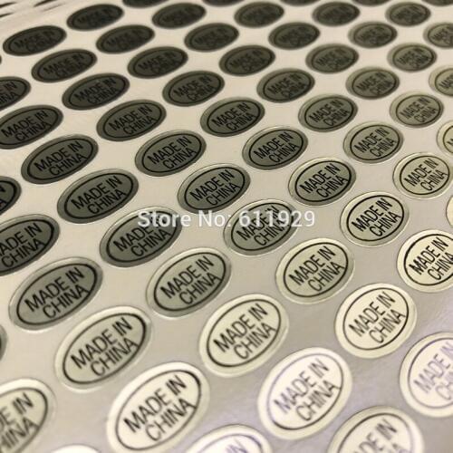 Free shipping wholesales stock "MADE IN CHINA" sticker 9x13mm/custom paper sticker/clear pvc sticker printing 2700 pcs a lot