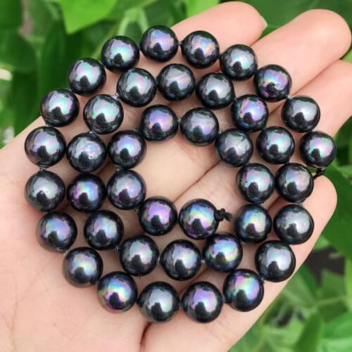 AA+ Black Rainbow Plated Natural Shell Pearl Round Smooth Loose Spacer Bead For DIY Making Bracelet Necklace Jewelry 6/8/10/12mm