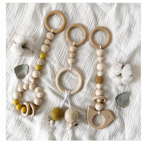 Nordic style wooden baby fitness ornaments kids room decoration DreamCatcher Hanging nursery decor pendant toy fitness bracelet