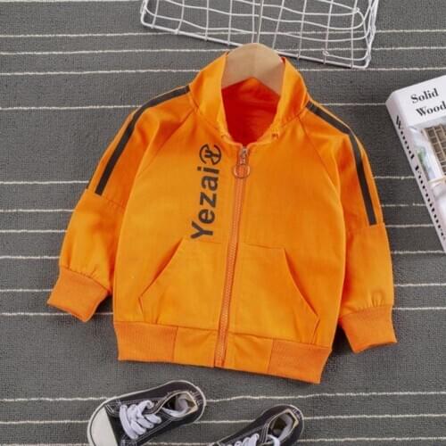 Children Fashion Letter Zipper Jacket Baby Boys Casual Long Sleeve Sports Top Girls Pure Color Trendy Clothing Infant Outerwear