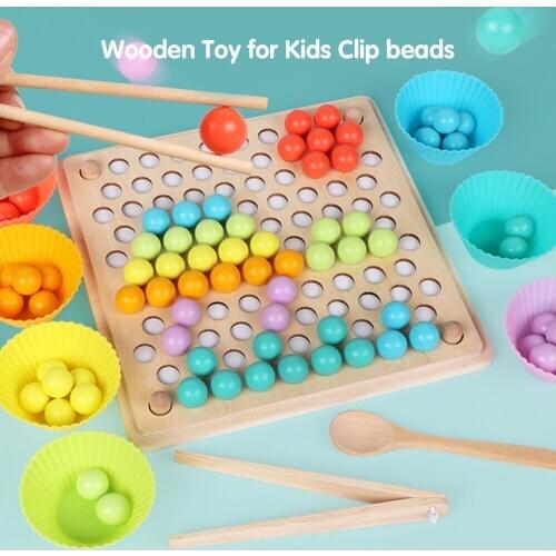 Kids Montessori Wooden Math Toys Hands Brain Training Clip Beads Puzzle Board Math Game Baby Early Educational Toys for Children