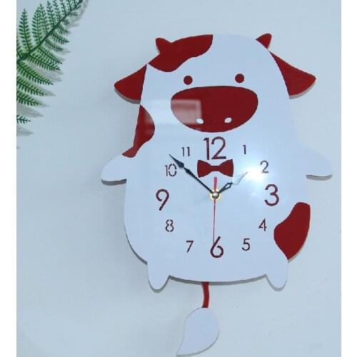 Childrens Cartoon Swing Wall Clock Modern Home Decoration Clock Creative Animal Pendulum Clock Lovely Wall Clock