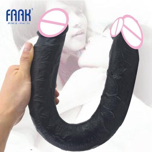 FAAK 18.1 inch long dildo double glans penis realistic dick sex toys for women lesbian Vagina & Anal Double Stimulation sex shop