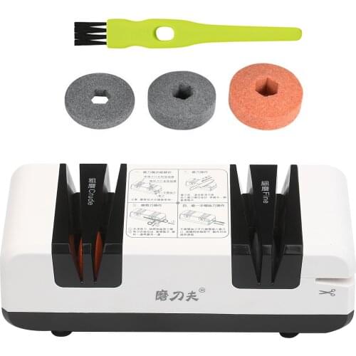 Electric Knife Sharpener Automatic Cut Sharpeners 15-Degree Bevel Crude and Fine Grooves Knives Scissors Kitchen Cutter Grinder