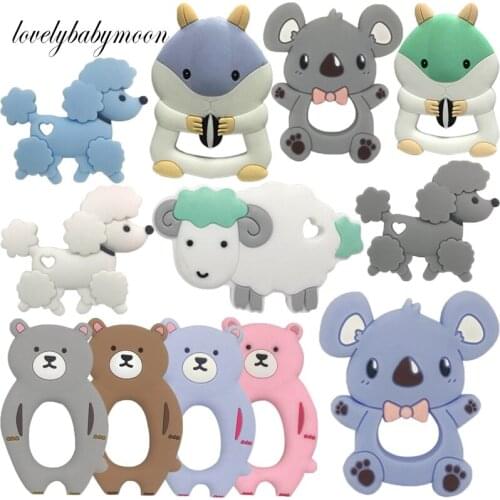 Silicone Teether Rodent Cartoon Animals 1pc Food Grade Silicone Pandents DIY Teething Toys For Teeth Tiny Rod Baby Teethers Gift