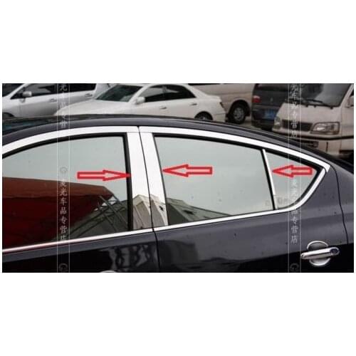 CHROME STAINLESS STEEL PILLAR POSTS 6PCS FOR NISSAN VERSA SEDAN 2012 2013