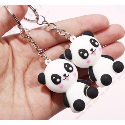 Creative cute cartoon keychain Metal jewelry Animal Panda Keychain Girls bag ornaments accessories gift SN3558