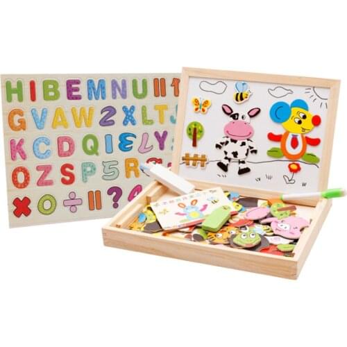 Magnetic Drawing Board Early Education Puzzle Wooden Magnetic Puzzle Drawing Board Baby Educational Toys for Children Gift