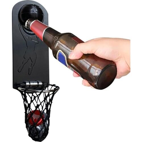 Magnetic Metal Bottle Opener Wall Hanging Beer Fridge Magnet Sticker Screwdriver Creative Basketball Hoop Cap