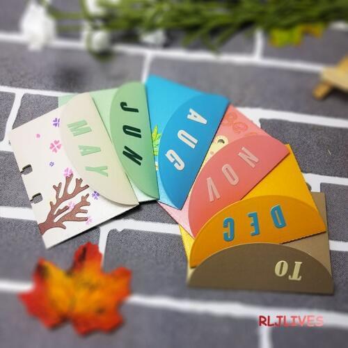 Month Envelop Memory Dex Rolodex Metal Cutting Dies DIY Scrapbooking Card Stencil Paper Craft Handmade Album Handbook Decoration