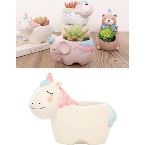 Cute Animal Flower Pot Creative Resin Garden Succulent Planter Herb Storage Box Fairy Garden Decor Home Desk Decor