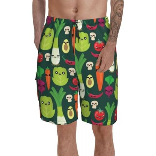 Carrot Board Shorts Men Beach Swimming Trunks Polyester Pattern Swim Trunks