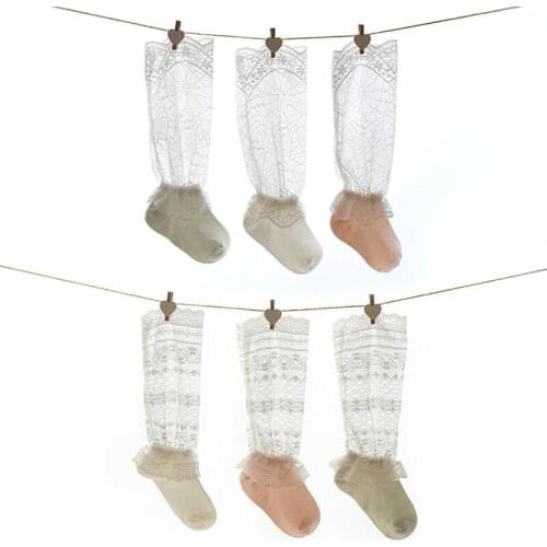 New Lace Flower Baby Girls Socks Summer Mesh Breathable Newborn Infant Knee High Socks Toddler Long Socks