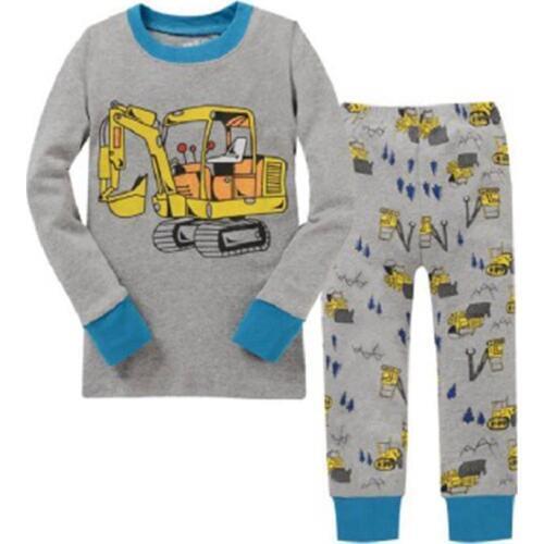 Christmas Kids Pyjamas Set Girls Excavator Printing Cotton Long Sleeve Tops+Pants Nightwear Sleepwear 2pcs Boys Pajamas Outfits
