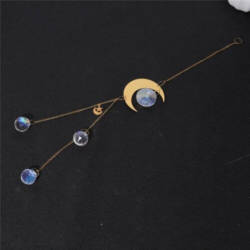 Gardening Crafts, Home Decoration, Golden Moon Hanging Chain, Iantern Bead Pendant, Room Decoration Artificial Crystal Pendant