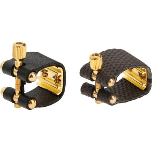 Sax Saxophone Ligature, PU Leather Compact Durable Ligature Fastener for Sax