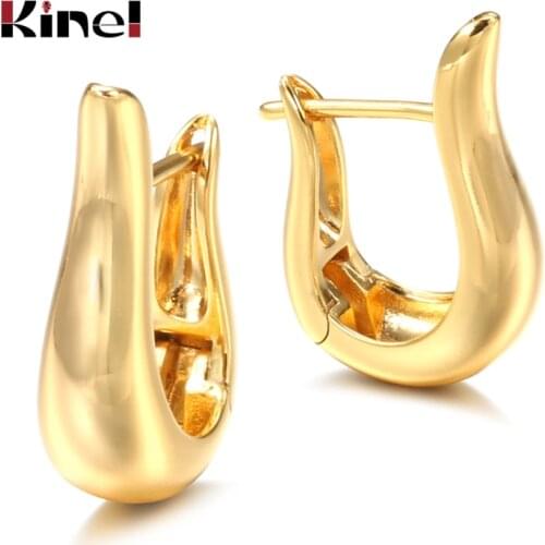 Kinel 2021 New Spherical Long Earrings For Women Unique Fine Wedding Simple Fashion Jewelry 585 Rose Gold Stud Earrings
