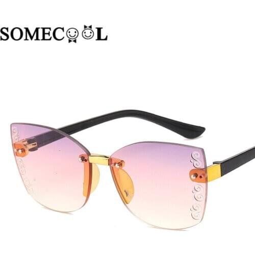 2020 Brand new Cat eye Rimmless kids sunglasses UV400 Child Summer Party glasses n123