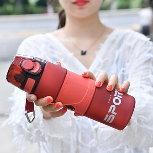 Hot Water Bottle Locking Straw Cup 500ML 600ML 700ml Outdoor Travel Frosted Portable cup Leakproof Plastic water bottle