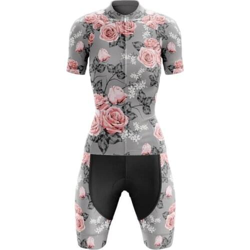 Roupa Ciclismo Feminina New Exotic Rose Ladys Cycling Jersey Set Short Sleeve Bib Shorts Gel Breathable Pad Maillot Ciclism