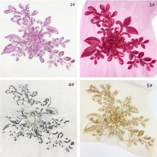 3D flower sequins embroidery Red purple DIY jewelry costume flower lace Wedding childrens clothing clothing accessories ZA56