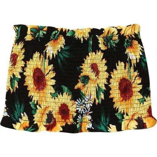 2019 New Women Boob Tube Tank Top Sunflower Bustier Sheer Crop Tops Wrapped Chest Vest Summer Clothes