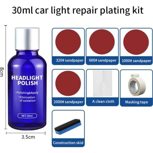 10/30ml Car Headlight Liquid Repair Fluid Anti-scratch Headlight Polishing Refurbishment Coating Oxidation Repair Agent Wash Kit