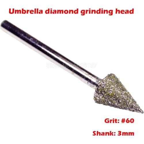 1Pcs 60 Grit Electric Grinder Polishing Head Jade Carving Engraving Coarse Sand Umbrella Diamond Burrs File Burr Rotary Tool