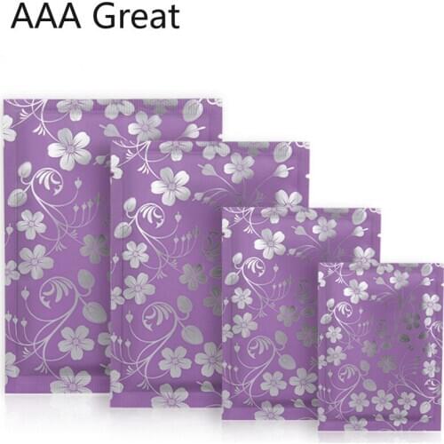 100pcs/Lot Food Bag Cosmetics Aluminum Flat Masks Open Top Flowers Matte Foil Bags Storage Packaging Candy Chocolate Pouches Bag