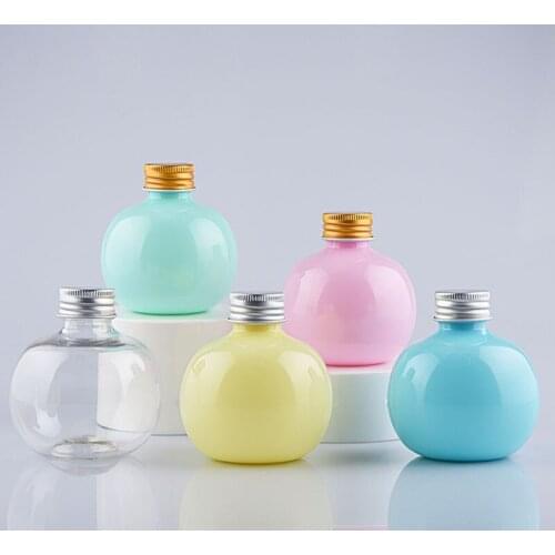 30 X 120ml Portable Macaron Colorful PET Plastic Lotion Empty Bottles Refillable Round Ball Bottles With Aluminum Screw Lid