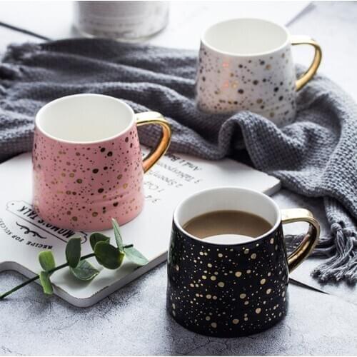 330ML 3D Pink black white dot Ceramic plates cups kids birthday party set polka dots party supplies Coffee mug
