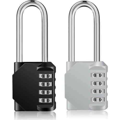 4 Digit Number Combination Padlock Long Shackle Padlock Outdoor Waterproof Lock Suitcase Luggage Security Coded Lock