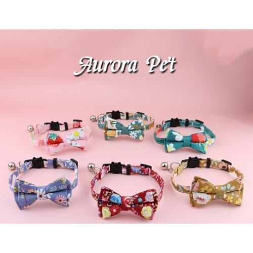 Pet Accessories New Products Printed Bowknot Cat Collar Bell Anti-suffocation Cat Accessories Small Dog Collar