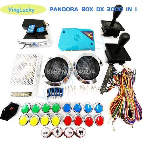 Free shipping DIY arcade jamma kit with pandora box DX board American joystick Led arcade button power supply coin receiver