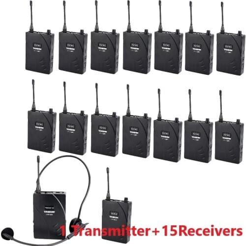 Takstar UHF938/UHF-938 UHF frequency Wireless Tour Guide System 50m Operat Range 1 Transmitter+15 Receivers for Tour guiding