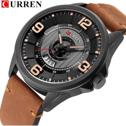 CURREN 2018 fashion top new Luxury Brand Relogio Masculino week Date diaplay Leather strap Men Sports Watches Quartz Clock 8305