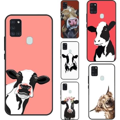 Cute Cartoon Cow Case For Samsung A12 A52 A51 A71 A31 A11 A10 A20 A30 S A40 A50 A70 A21S A20e A72 A42 A32