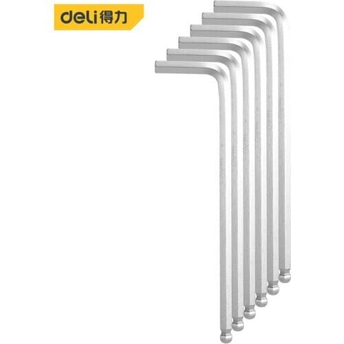 Deli 6 Pcs/Set Durable Ball End Hex Wrench Allen Key Hand Tools Metric Allen 6mm Hexagon Keys Double-End L-Type Hex Spanner