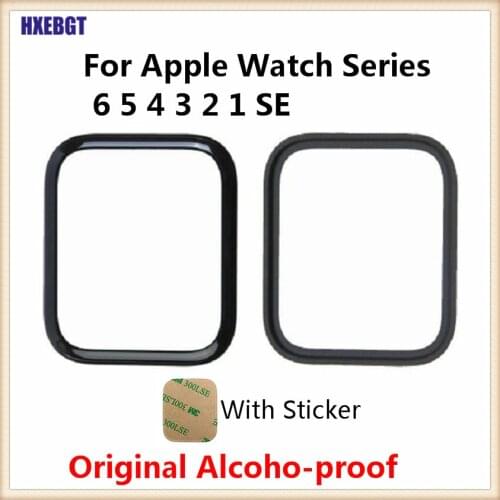 For Apple Watch 6 5 4 3 2 1 SE Original LCD Display Outer Glass Lens + Sticker Touch Screen Glass Lens Cover Replacement Parts