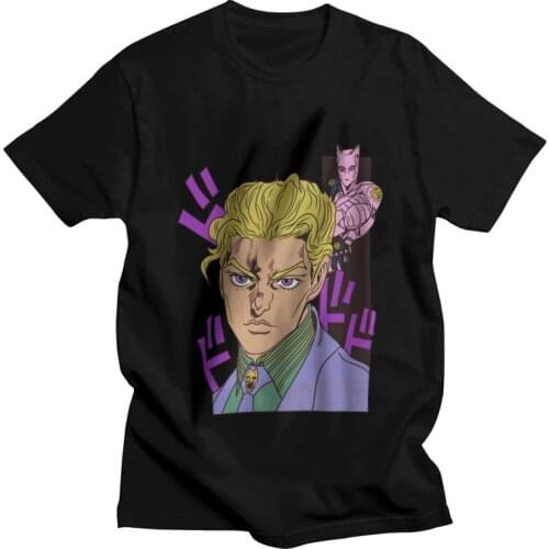 Jojos Bizarre Adventure Anime Fans T Shirts Men Short Sleeve 100% Cotton T-shirts Yoshikage Kira Tee Tops Streetwear Tshirts