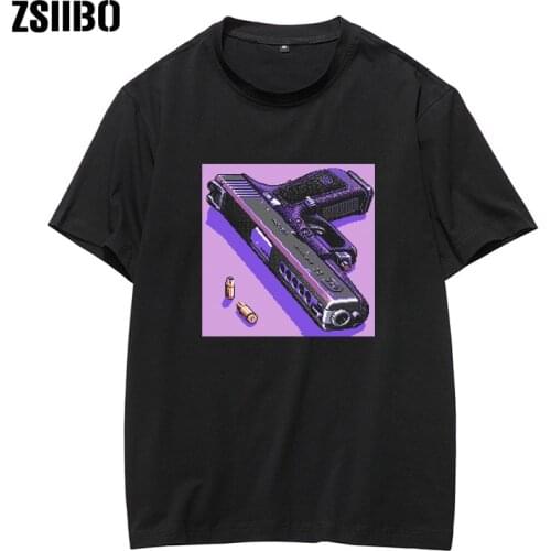 Harajuku Handgun Pistol Anime Print Tshirts Men Hip Hop Casual Streetwear Tops Tee 2020 Summer Male Short Sleeve woman tshirts
