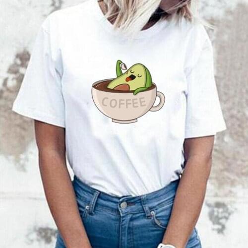 Funny Avocado Print T Shirt Women Tops Summer Short Sleeve Hipster Tee Shirt Femme Casual Harajuku Shirt T-shirt Camiseta Mujer