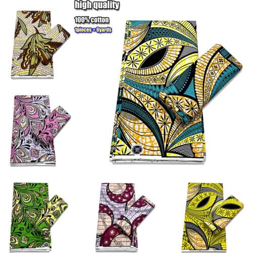 African wax print fabric ankara wax high quality pagne guaranteed veritable real wax soft cotton 6yards dresses sewing material